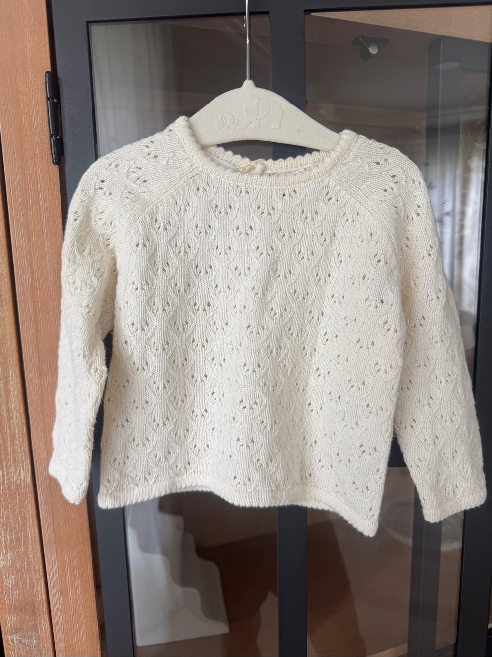 NWT Zara Kids pointelle baby sweater knit cardigan ecru neutral girl crochet